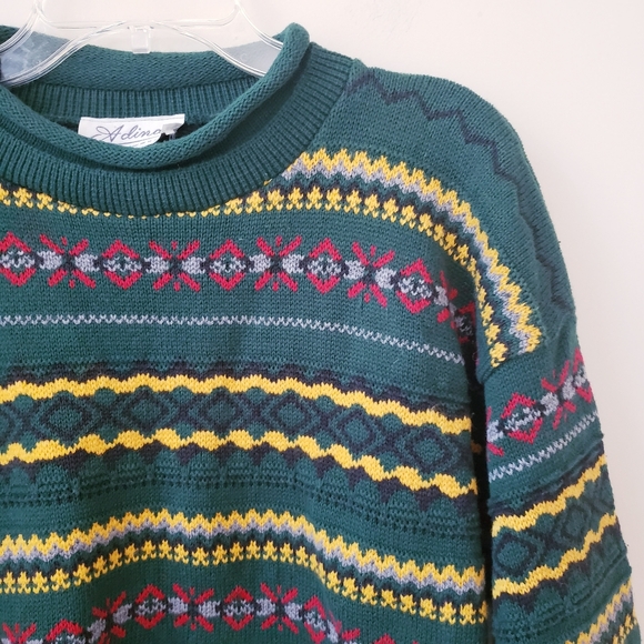 Vintage Adina Green Patterned Sweater - Picture 4 of 15